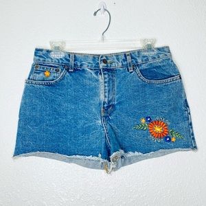 🍓 Arizona Vintage Juniors Embroidered Floral Y2K 90s High Rise Jean Shorts 11